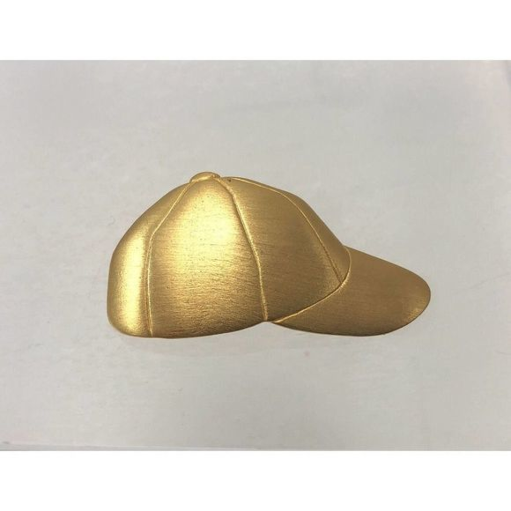 VTG 1980's JJ Jonette‎ Brushed Gold Tone Baseball Hat Brooch Softball Cap Pin